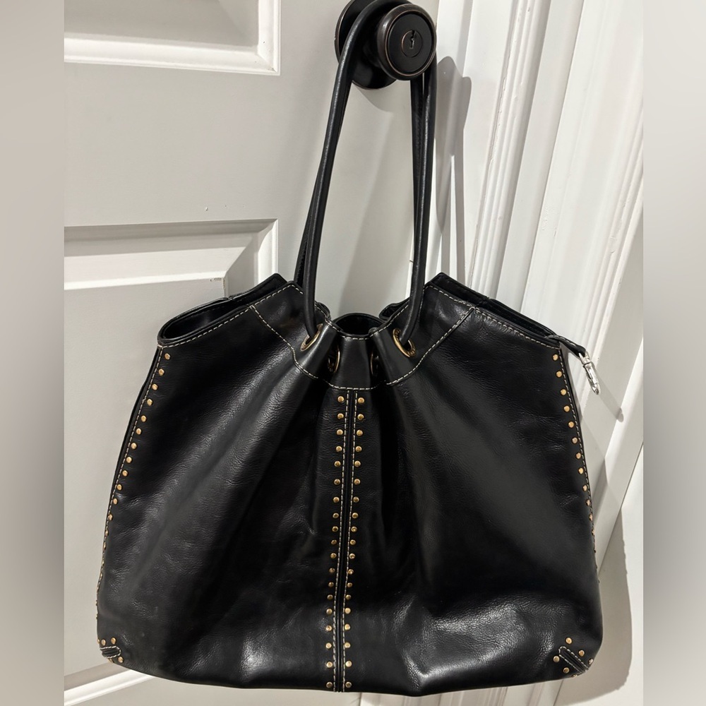 🍎🍎SOLD🍎🍎Black Leather Studded Tote Bag, Michael Kors